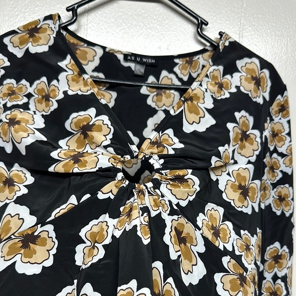 As U Wish Black and Gold Floral Mini Dress - Picture 3 of 9